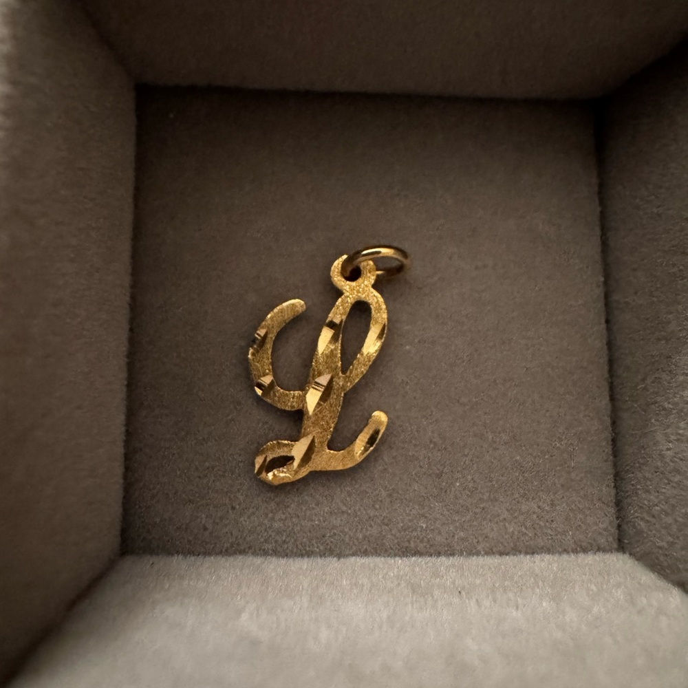 14K Gold Script Letter L Charm Pendant